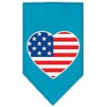 Unconditional Love American Flag Heart Screen Print Bandana Turquoise Small UN812584